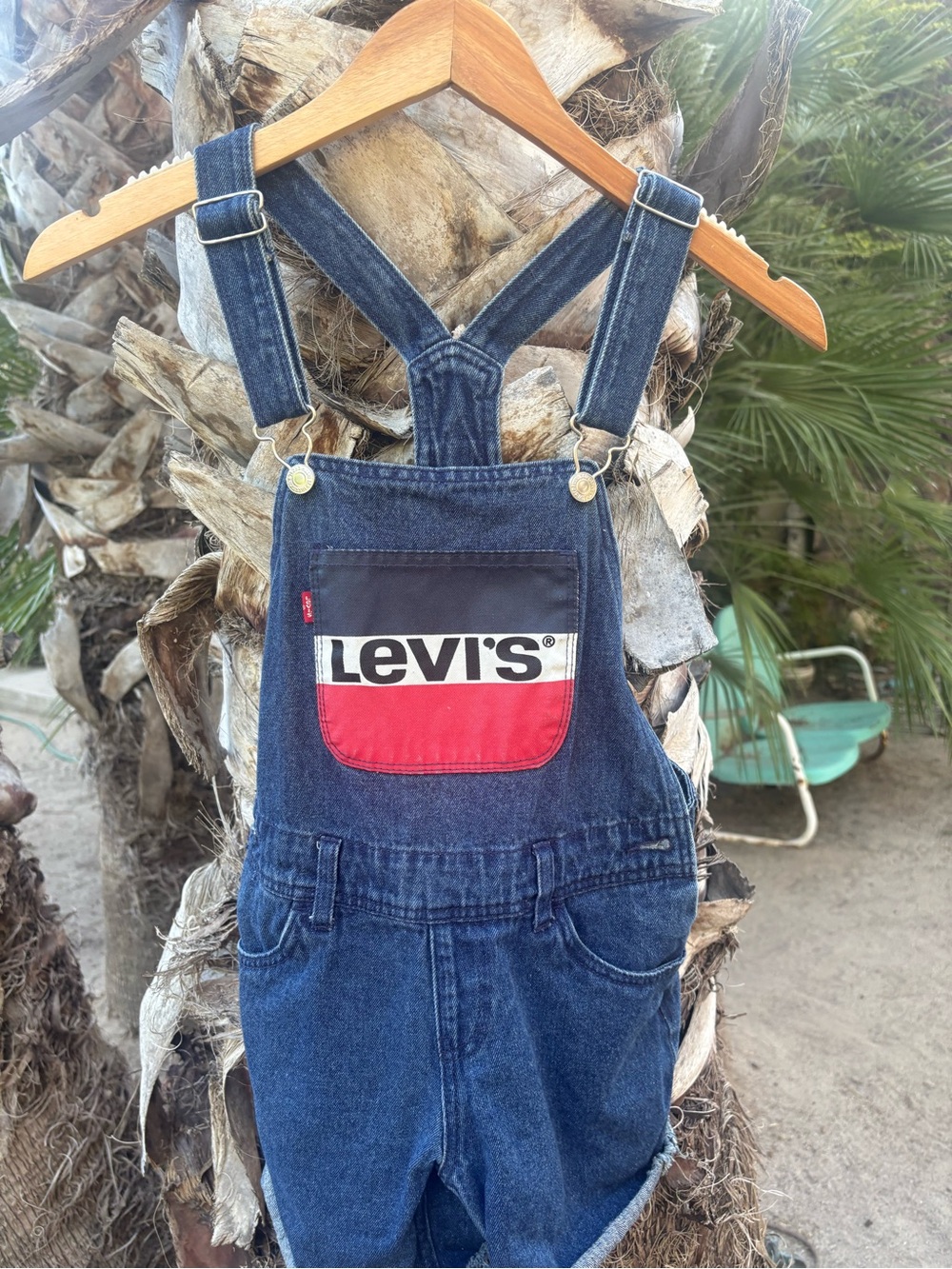Levi's Blue Denim Overalls with Red, White & Black Pocket